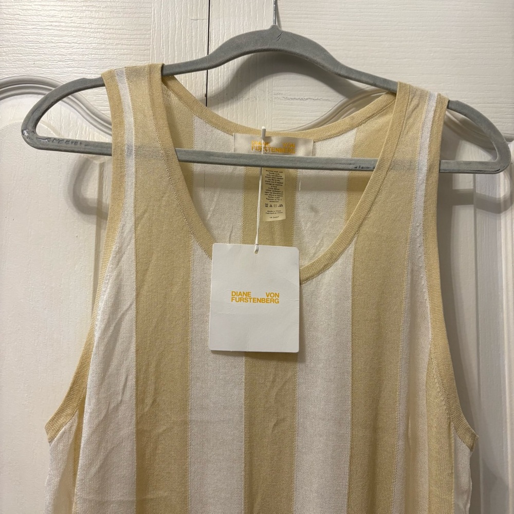 Diane Von Furstenberg Bone and White Knit Dress